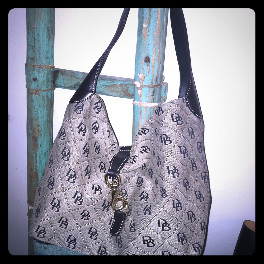 Dooney & Bourke Grey & Black Signature Hobo